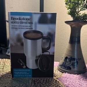 Brookstone Stainless Steel & Black Heated Travel Mug